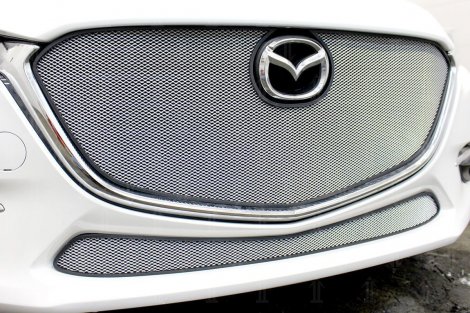 Защитная сетка радиатора ProtectGrille верхняя без рамки хром для Mazda 3 (2016-2019)