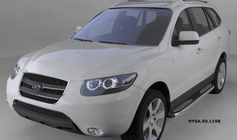 Пороги алюминиевые (Zirkon) для Hyundai Santa Fe (2010-2012)