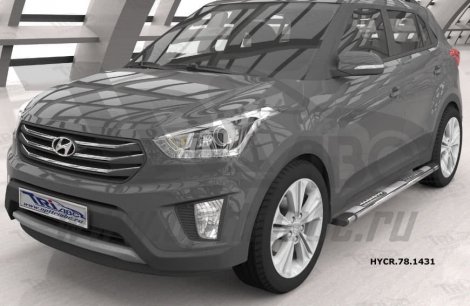 Пороги алюминиевые (Emerald Silver) для Hyundai Creta