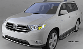 Пороги алюминиевые (Corund Silver) для Toyota Highlander