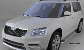 Пороги алюминиевые (Opal) для Skoda Yeti