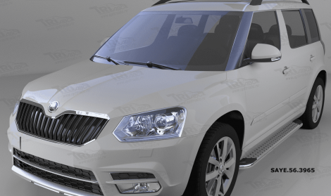 Пороги алюминиевые (Opal) для Skoda Yeti