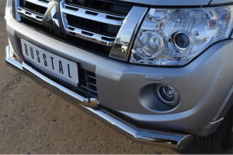 Передняя защита Russtal для Mitsubishi Pajero 4 (2011-2014)