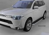 Пороги алюминиевые (Ring) для Mitsubishi Outlander