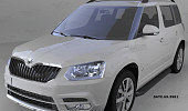 Пороги алюминиевые (Corund Black) для Skoda Yeti