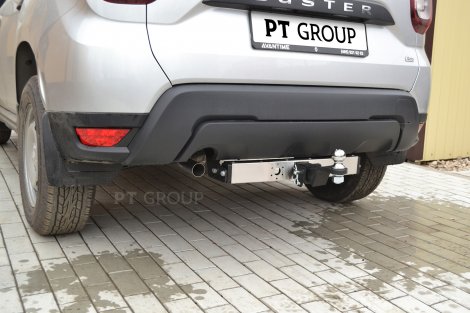 Съемный фаркоп PTGroup под квадрат 50х50 с нерж. накладкой для Renault Duster (2021-н.в.)