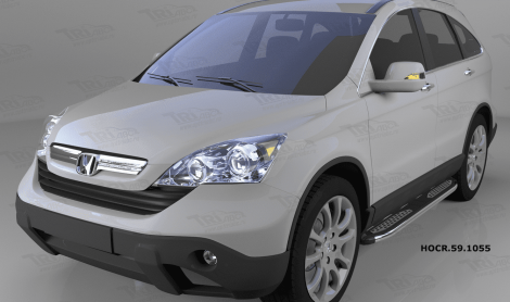 Пороги алюминиевые (Zirkon) для Honda (Хонда) CR-V (2006-2009)