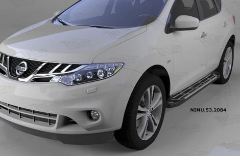 Пороги алюминиевые (Corund Silver) для Nissan Murano