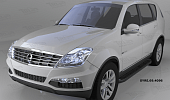 Пороги алюминиевые (Corund Black) для Ssang Yong Rexton (только для 4WD)