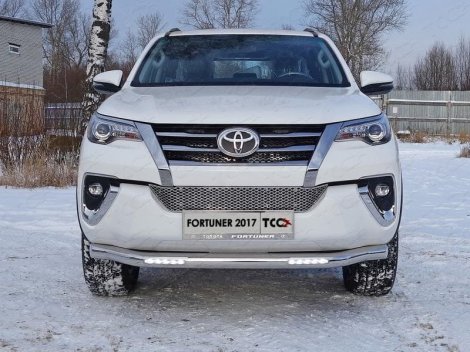 Передняя защита с ДХО TCC 76.1 мм для Toyota Fortuner (2016-2020)