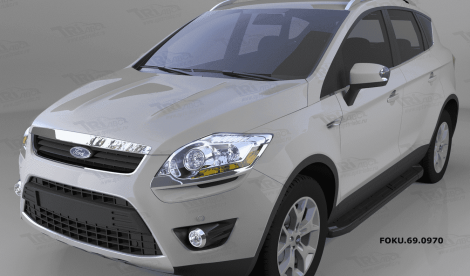 Пороги алюминиевые (Corund Black) для Ford Kuga (2008-2012)