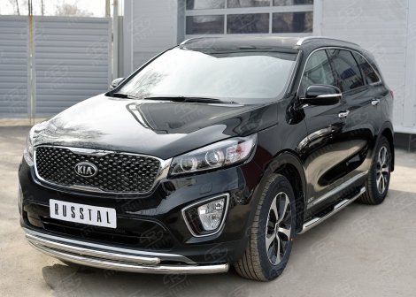 Пороги 76мм Russtal для Kia Sorento Prime (2015-2018)